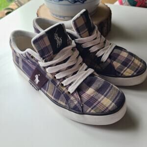 Men’s Polo Ralph Lauren Giles Madras Plaid‎ Sneaker Shoes Size 4.5./5 *Mismatch*